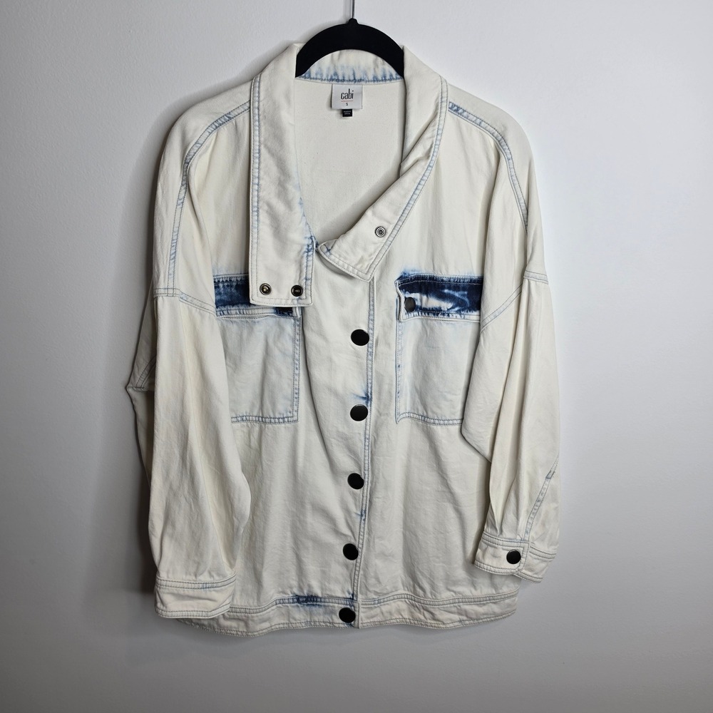 Cabi Denim Jacket Womens Small Oversized Acid Wash